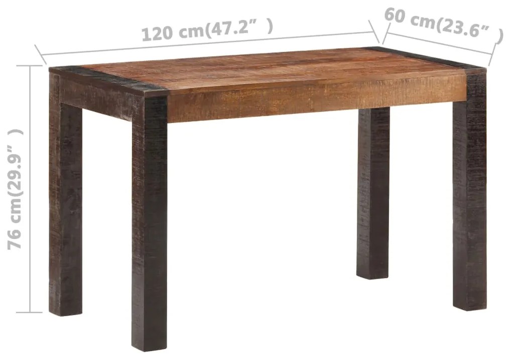 Mesa de jantar 120x60x76 cm madeira mangueira maciça áspera