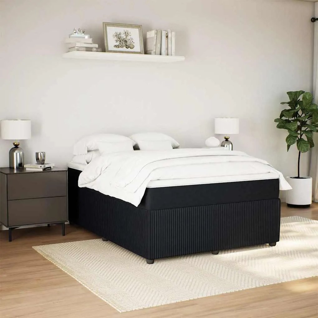 Cama com molas/colchão 160x200 cm veludo preto