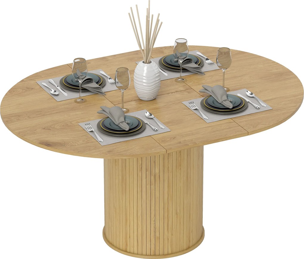 Mesa de jantar extensível, mesa de cozinha, para 6 a 8 pessoas, 110-150 x 75 cm (CADEIRAS NÃO INCLUIDAS), com efeito de madeira natural