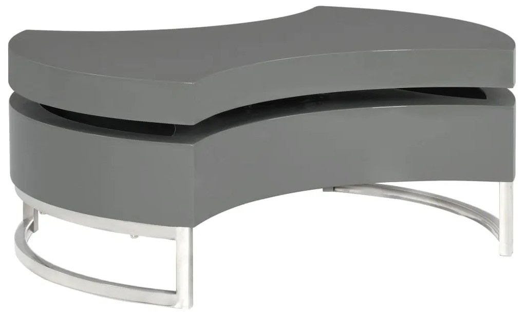 vidaXL Mesa de centro com forma ajustável cinzento brilhante