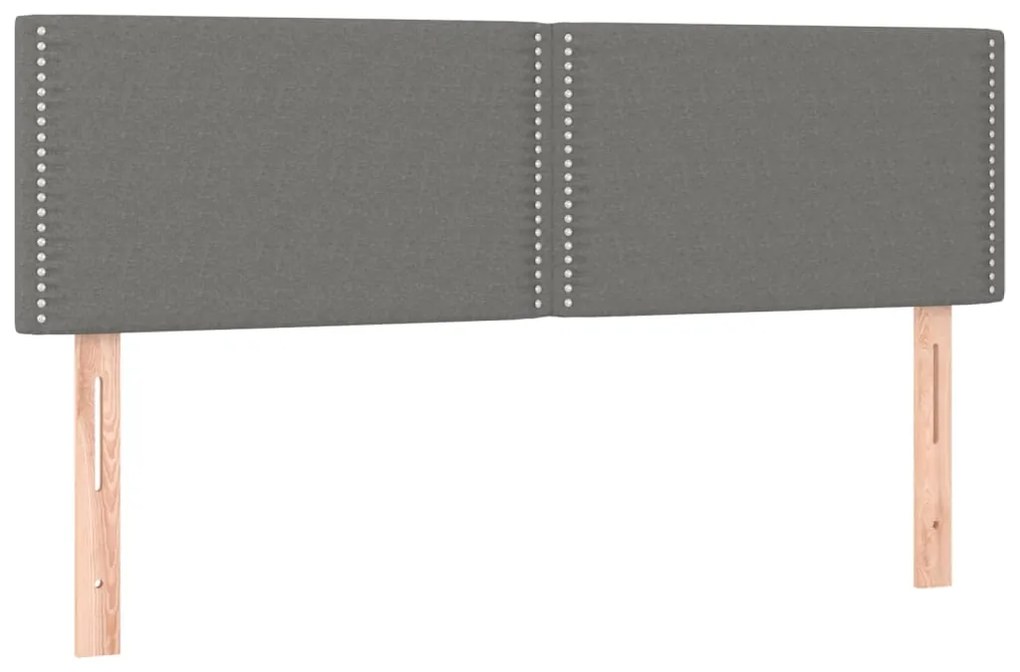 Cabeceira de cama c/luzes LED tecido 144x5x78/88cm cinza-escuro