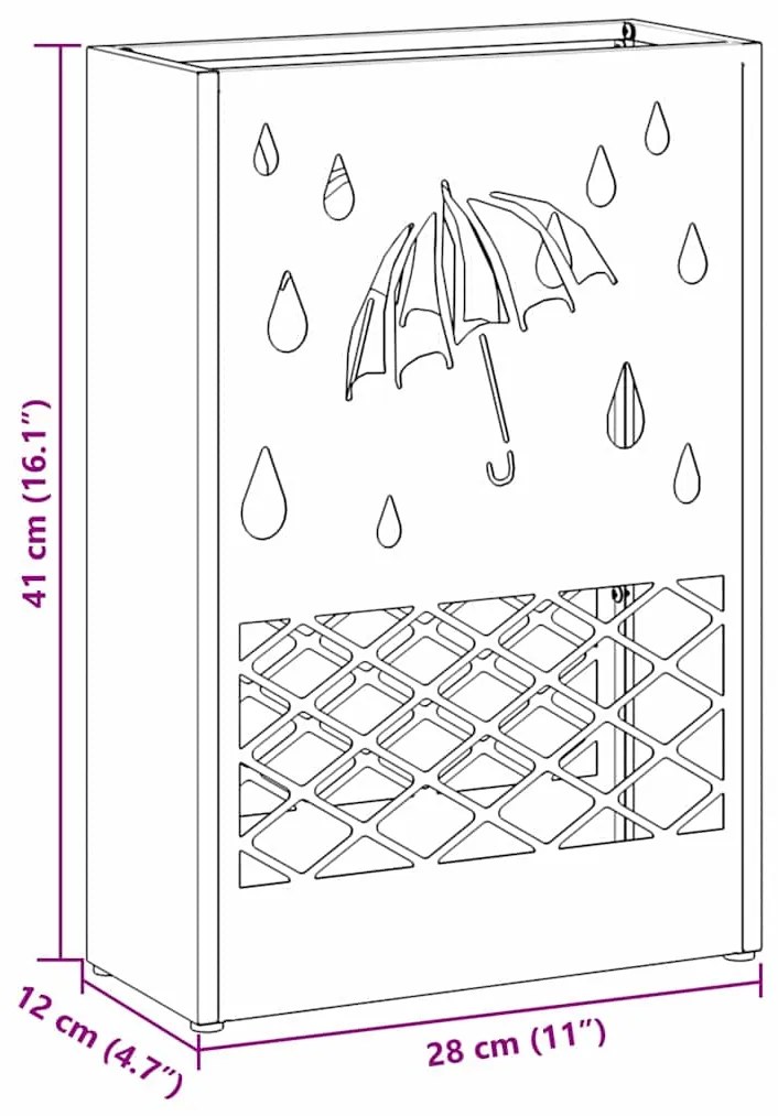 Suporte de Guarda-Chuva Verde-Azeitona da , 28x12x41 cm, em Aço