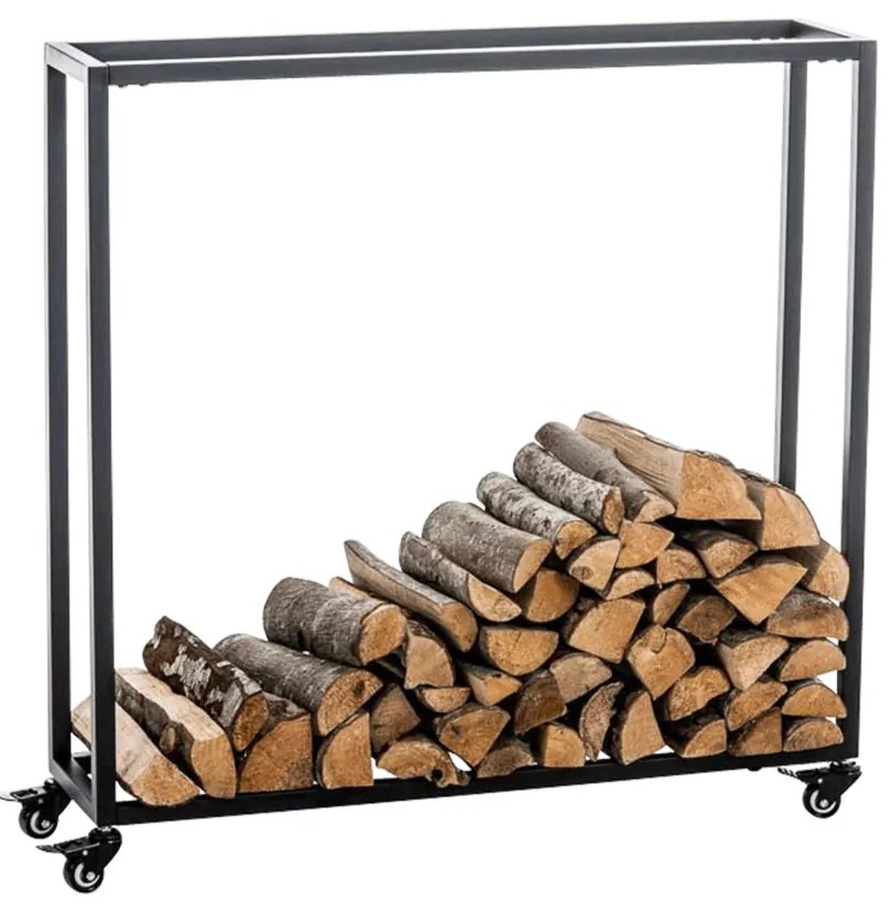 Suporte para lenha Hetta 25 x 100 x 100 cm Preto