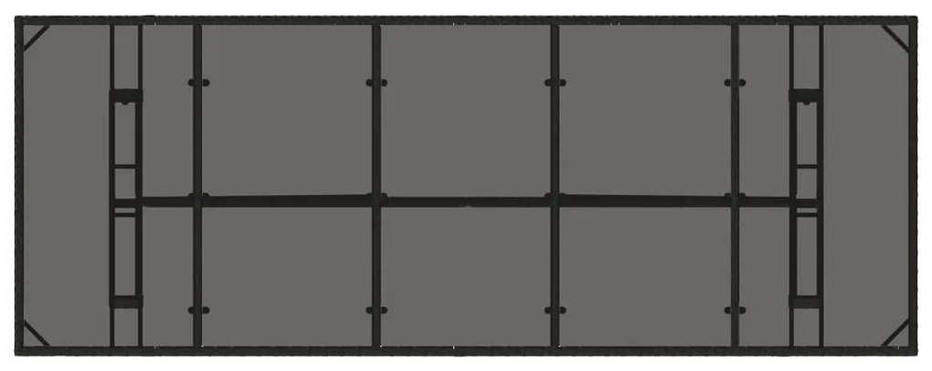 Mesa de jardim com tampo de vidro 240x90x75 cm vime PE preto