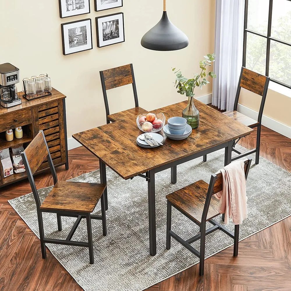 Mesa de cozinha dobrável de estilo industrial para 4 pessoas Tamanho desdobrado: 120 x 78 x 76,2 cm Castanho Vintage-preto