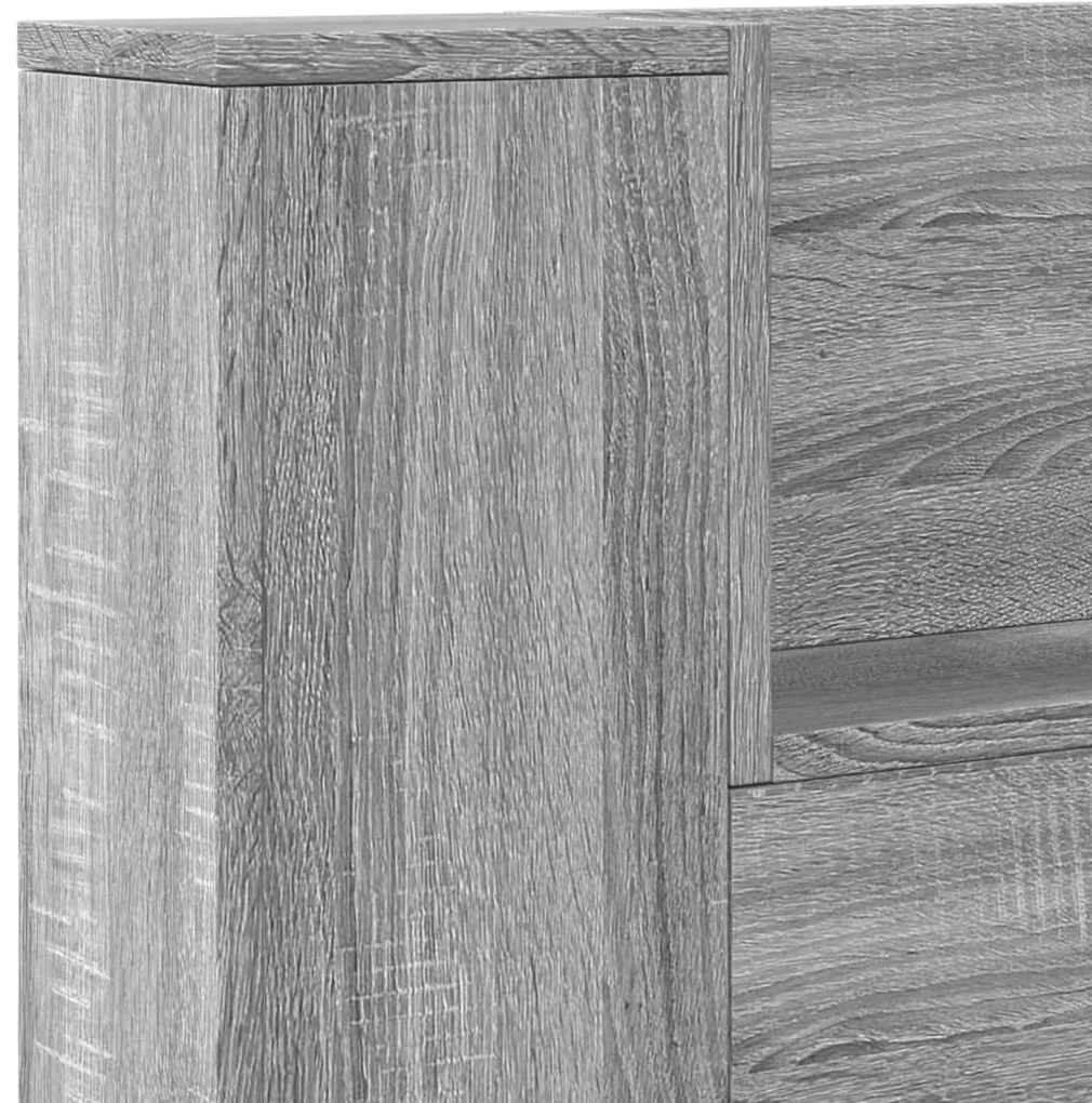 Armário de cabeceira c/ luzes LED 220x16,5x103,5cm cinza sonoma