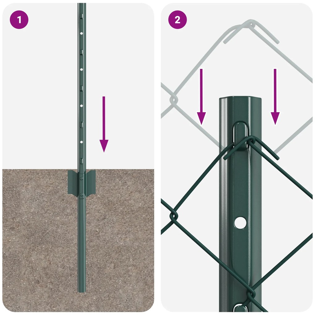 Conjunto de Cerca de Cadeado Conjunto de 2 Verde Aço Galvanizado