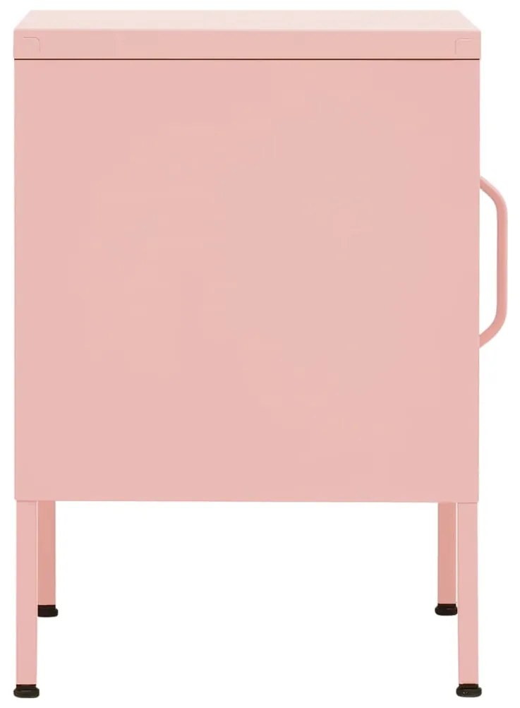 Mesa de cabeceira 35x35x51 cm aço rosa