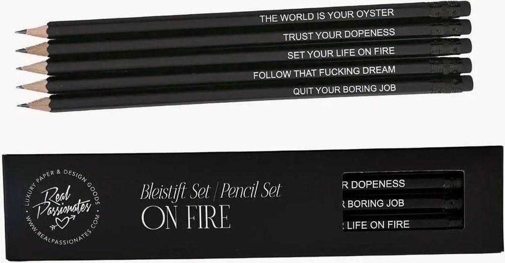 Lápis com relevo artesanal Pencils On Fire, conjunto de 5