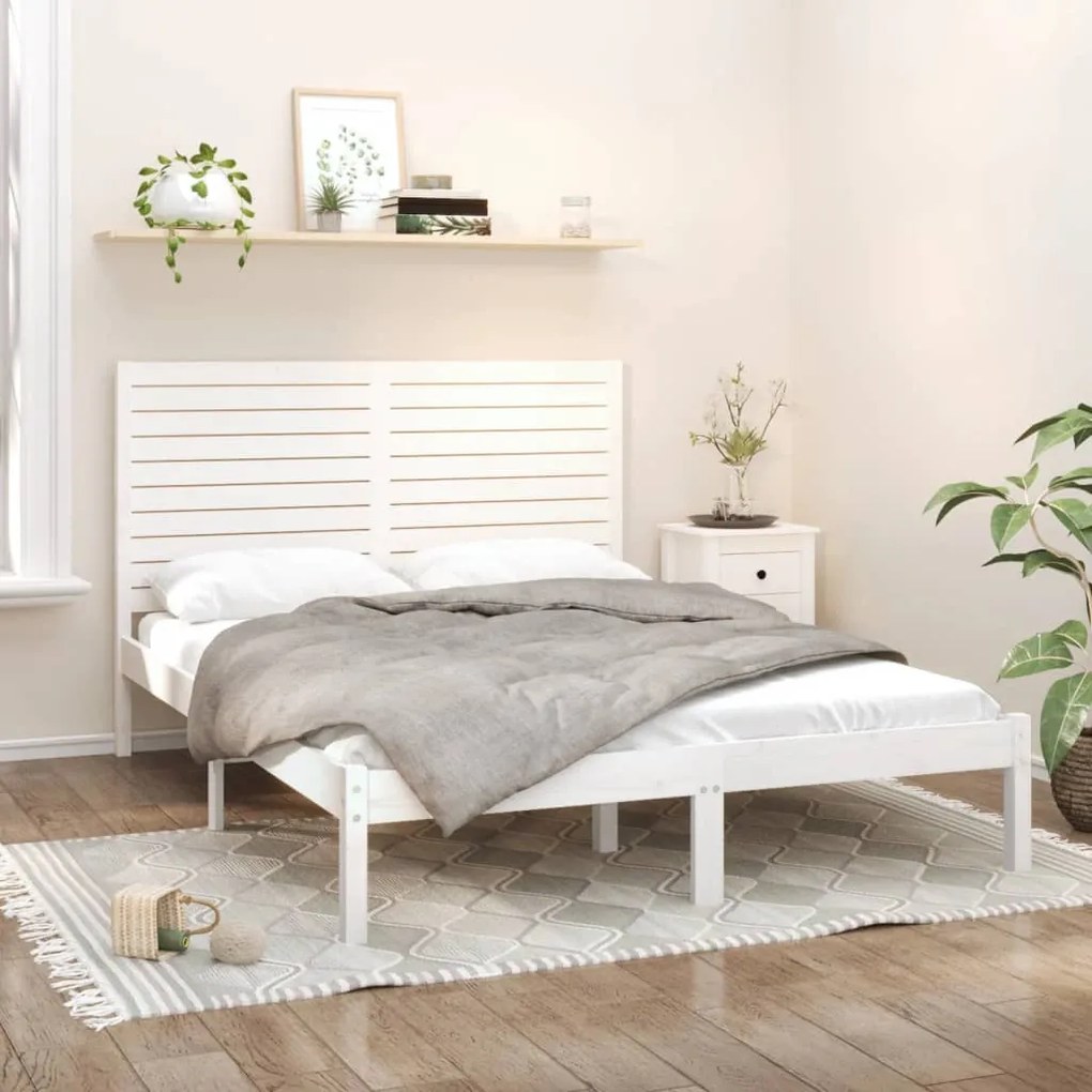 vidaXL Estrutura de cama 160x200 cm madeira maciça branco