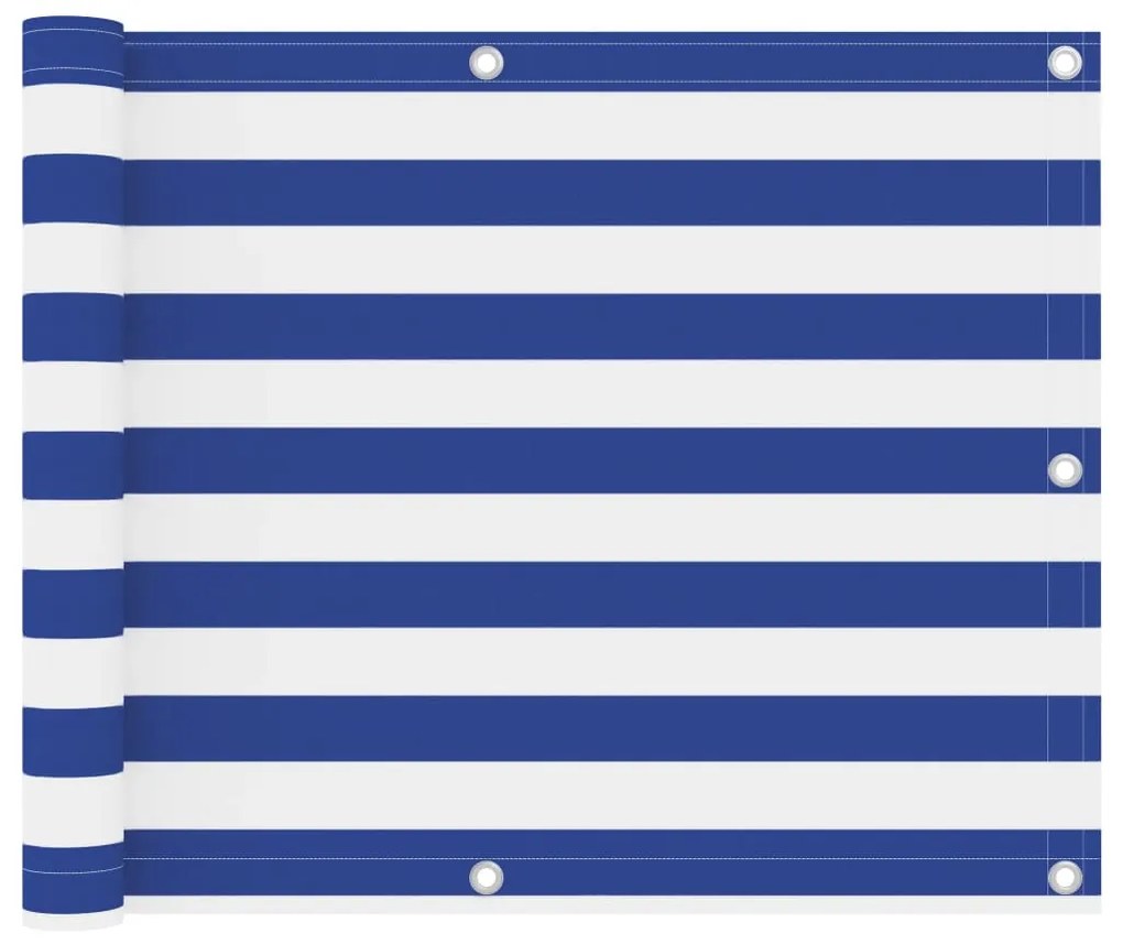 vidaXL Tela de varanda 75x400 cm tecido Oxford branco e azul
