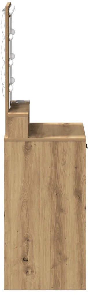Mesa de Maquiagem vidaXL com Luzes LED Carvalho Artisan 50x41x140 cm