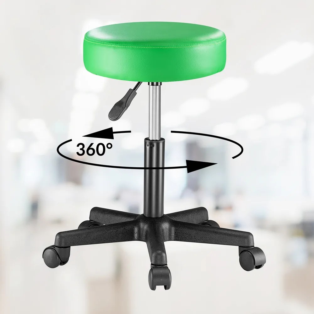 Banco giratória em 360° com rodas em couro sintético Ø35 x 48 x 46-60 cm Verde