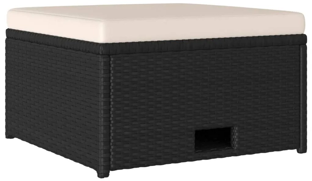 4 pcs conjunto lounge de jardim c/ almofadões vime PE preto