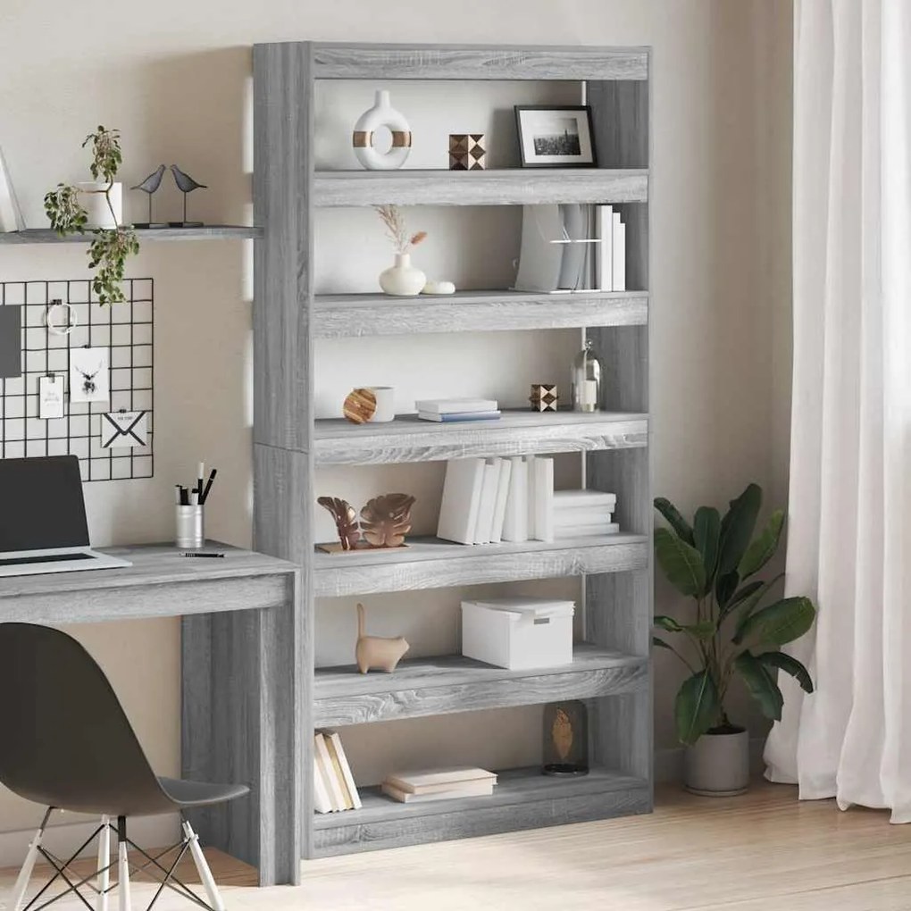 Estante/Divisória de Sala vidaXL em Preto Carvalho 100x30x198 cm em Ma