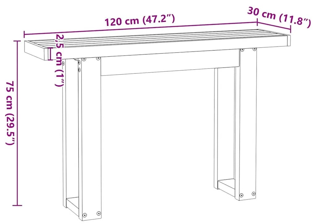 Mesa consola NOAIN pernas em forma de U 120x30x75 cm