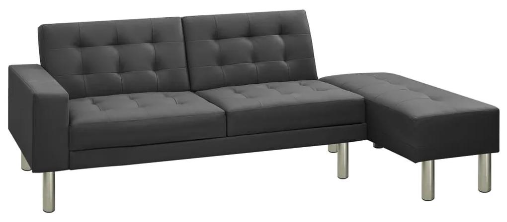 Sofá-cama couro artificial cinzento