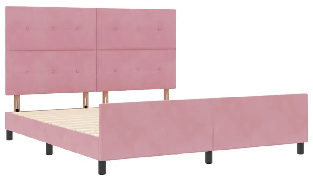 Cama de Veludo Rosa vidaXL 180x200 cm