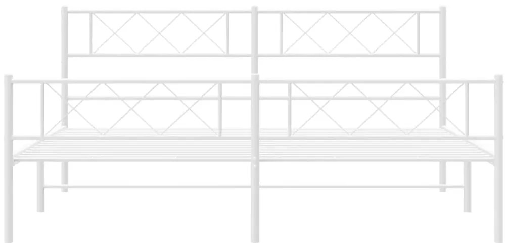 Estrutura de cama com cabeceira e pés 183x213 cm metal branco