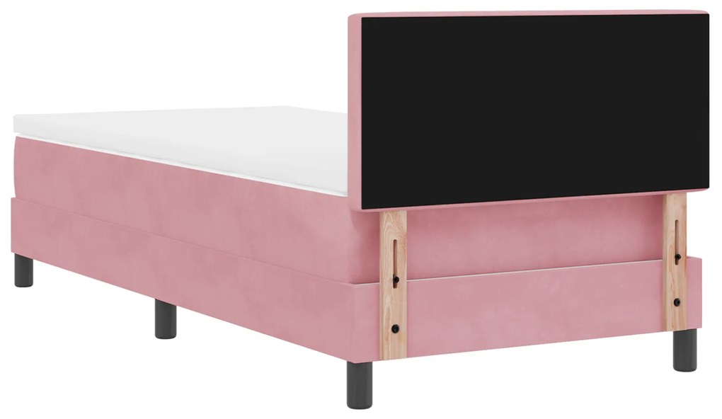 Cama Box com Colchão Rosa 90x200 cm Veludo