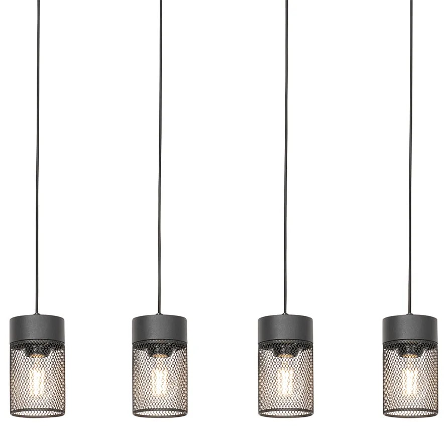 Candeeiro suspenso industrial preto 4 luzes - Jim Industrial