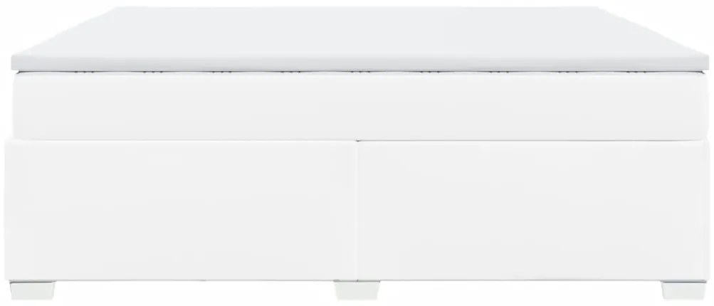 Cama com molas/colchão 200x200 cm couro artificial branco