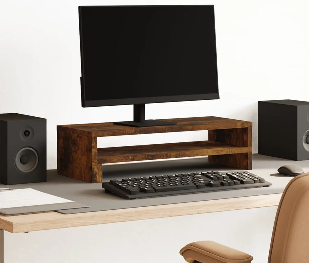 vidaXL Suporte monitor 54x22x15 cm derivados madeira carvalho fumado