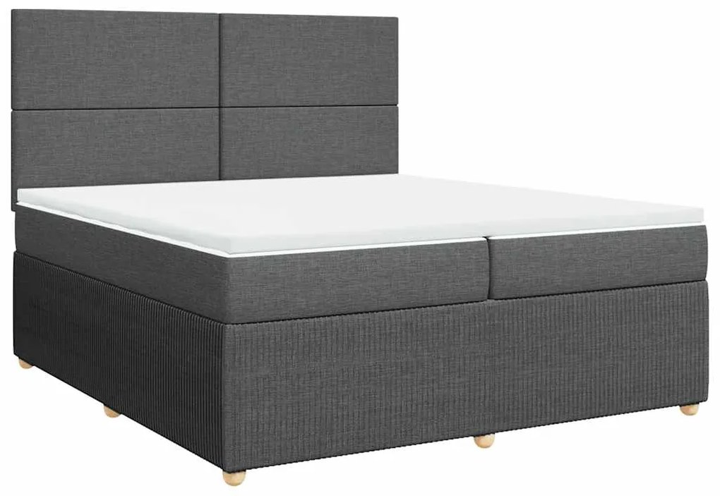 Cama com molas/colchão 200x200 cm tecido cinzento-escuro