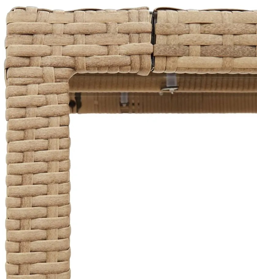 Mesa de jardim com tampo de vidro 90x90x75 cm vime PE bege