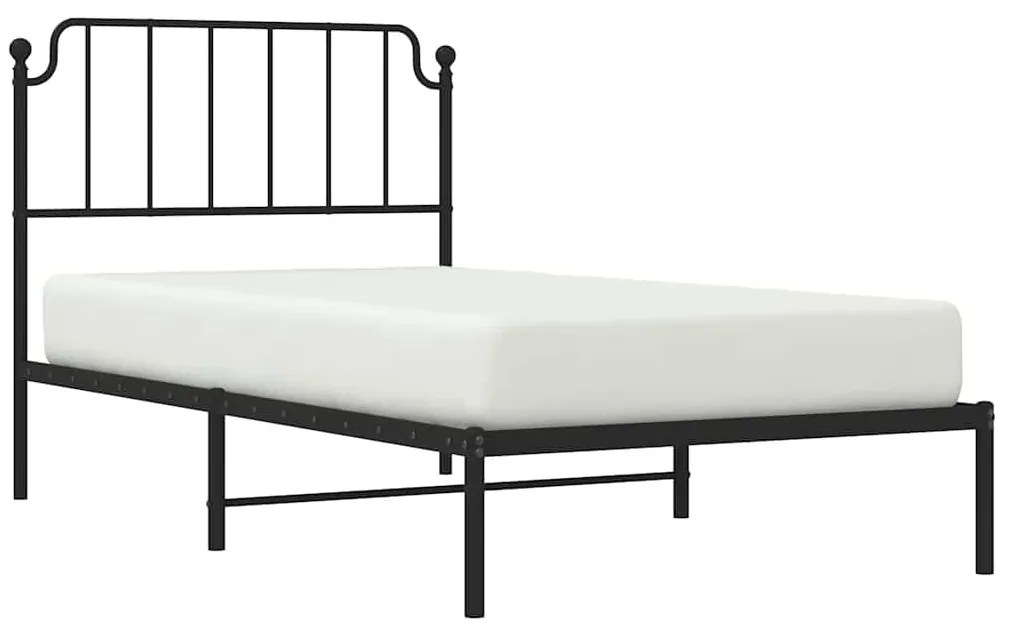 Estrutura de cama com cabeceira 100x200 cm metal preto