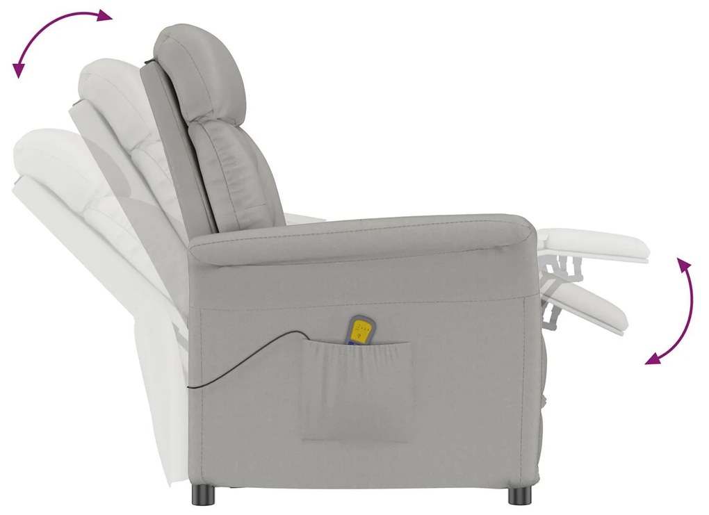 Cadeira de Massagem vidaXL Cinza Claro em Tecido Microfibra