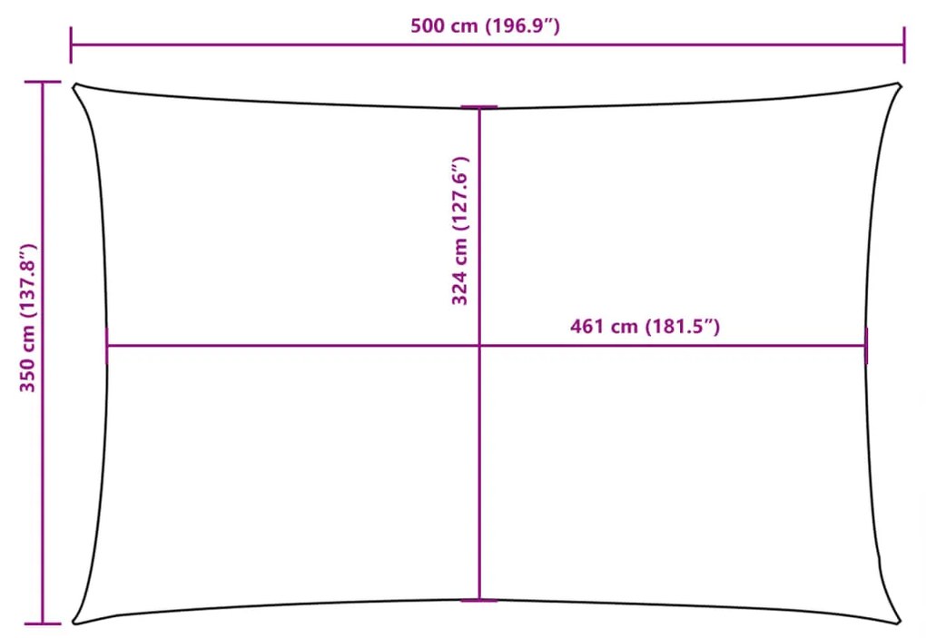 Para-sol tecido oxford retangular 3,5x5 m creme