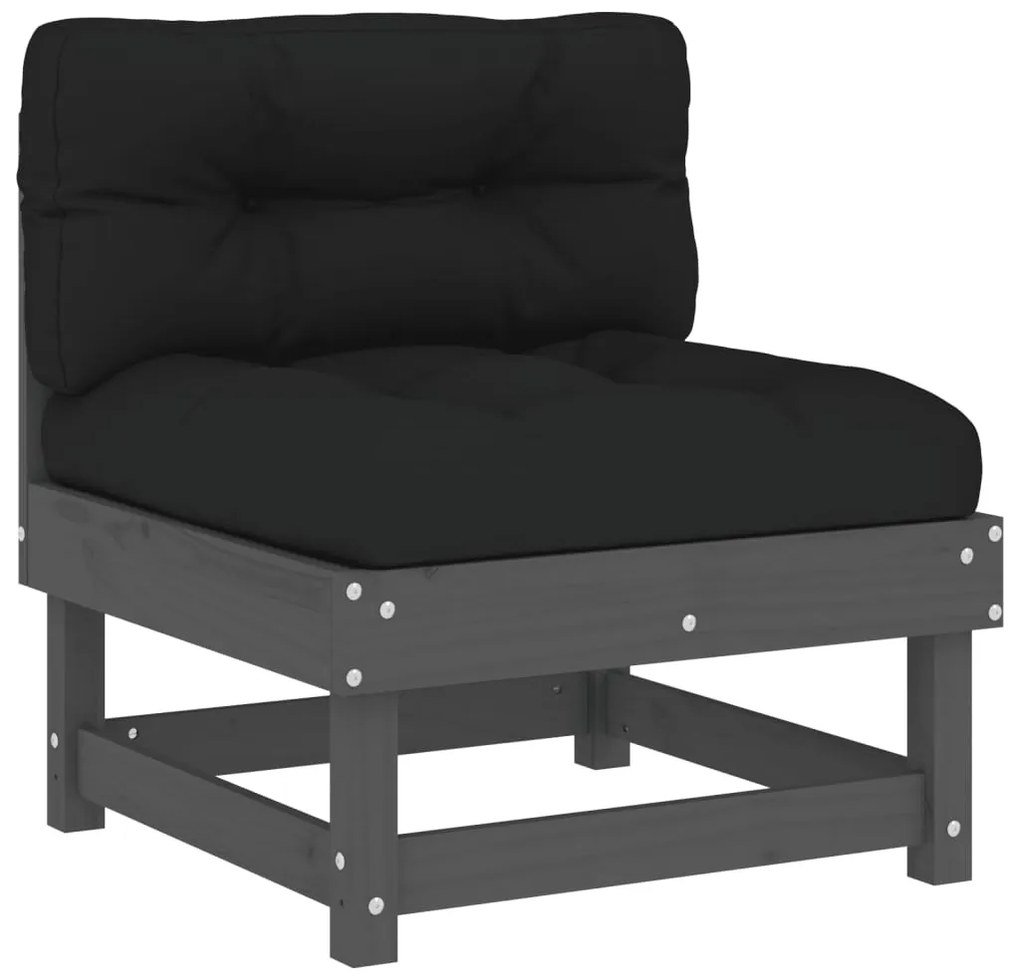4 pcs conjunto lounge jardim c/ almofadões madeira maciça cinza