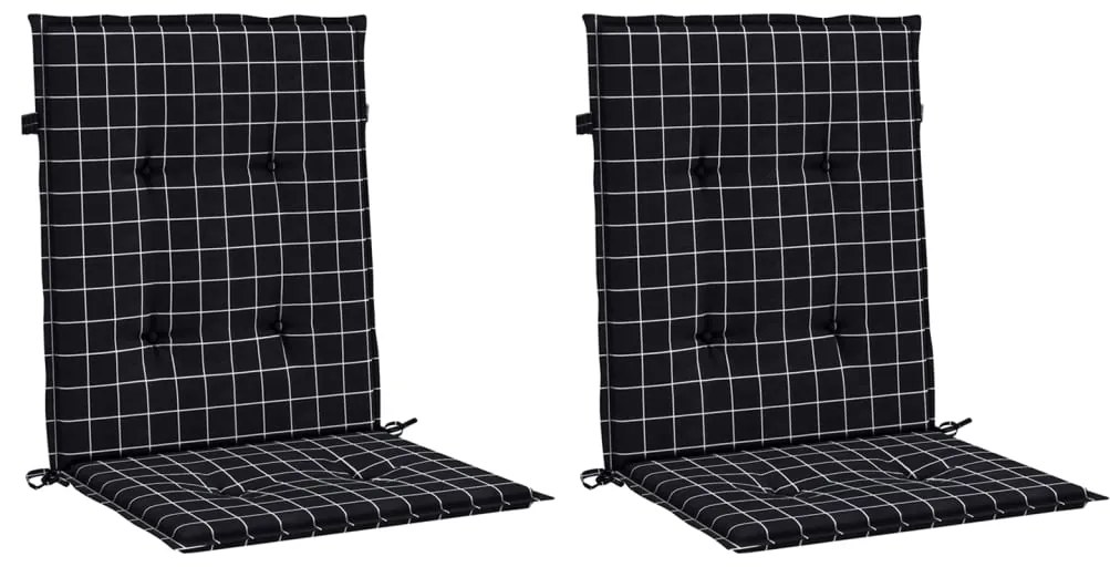 Almofadões cadeira encosto baixo 2 pcs tecido xadrez preto