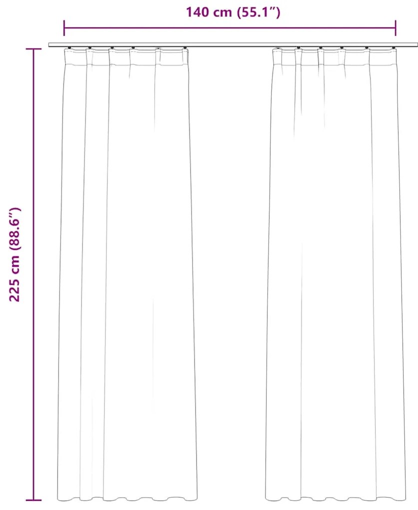 Cortinas blackout com ganchos 2 pcs 140x225 cm veludo bege