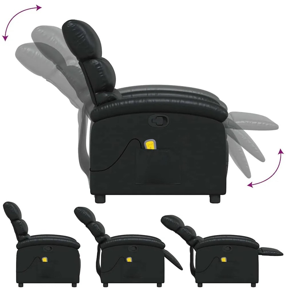 Poltrona de massagens reclinável couro artificial preto