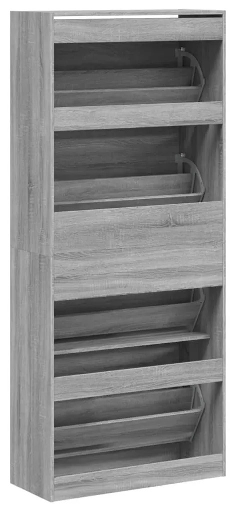 Sapateira c/ 4 gavetas articuladas 80x34x187,5 cm cinza sonoma