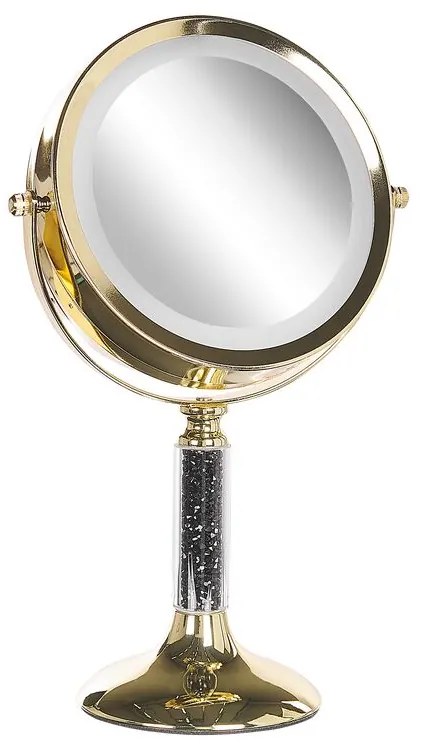 Espelho de maquilhagem preto e dourado com LED ø 18 cm BAIXAS Beliani