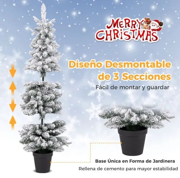 Árvore de Natal artificial com neve de 180 cm pré-iluminada com 334 ramos 140 luzes LED 8 modos de iluminação com vaso Verde e branca