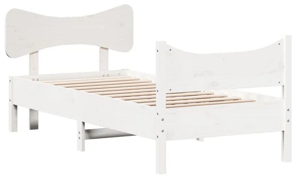 Cama sem colchão 90x200 cm madeira de pinho maciça branco