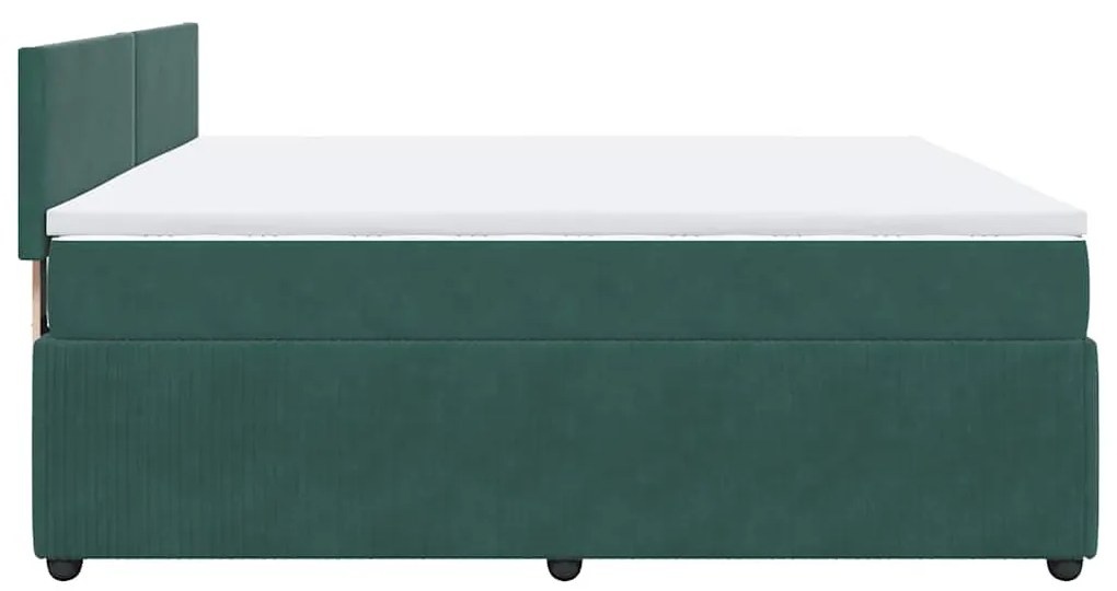 Cama com molas/colchão 200x200 cm veludo verde-escuro