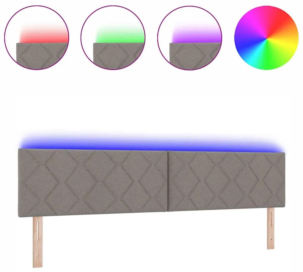 Cabeceira LED vidaXL Design Diamante Taupe 200 cm Tecido