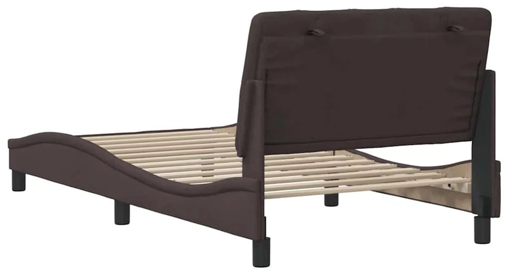 Estrutura de cama sem colchão 100x200 cm tecido castanho-escuro