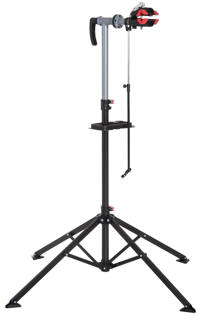 HOMCOM Suporte para Reparação de Bicicleta com Suporte para Ferramentas Altura Ajustável e Giratório 100x100x109-180 cm Preto | Aosom Portugal