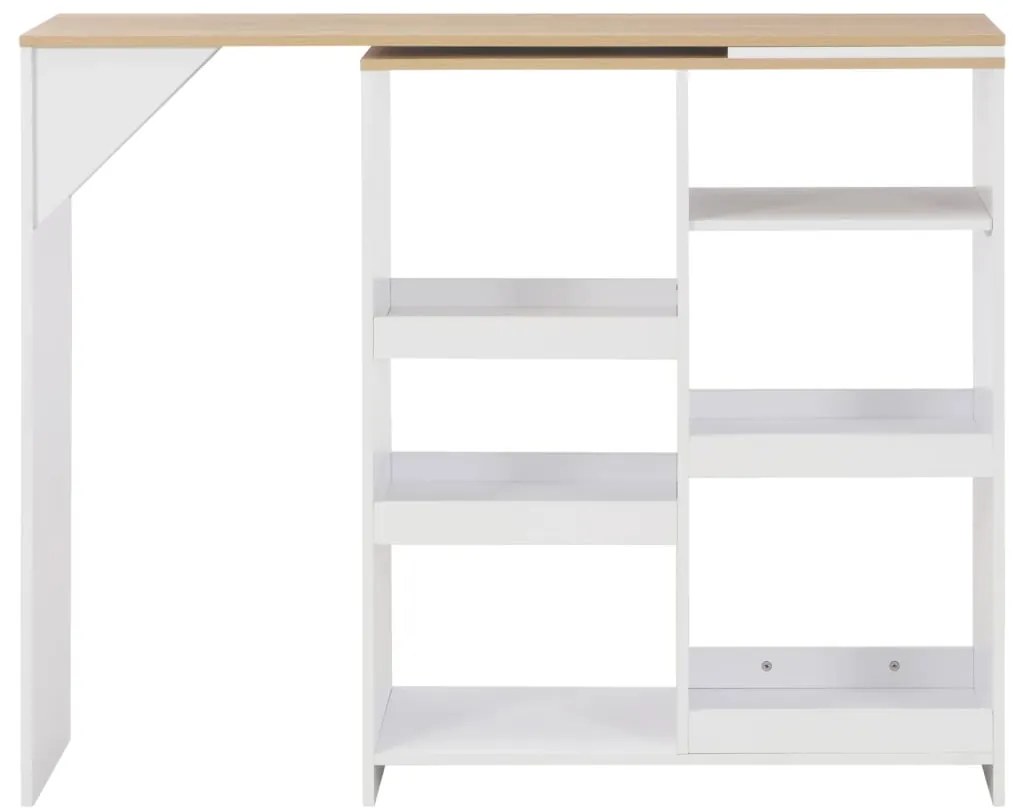 Mesa de bar com prateleira movível branco 138x39x110 cm
