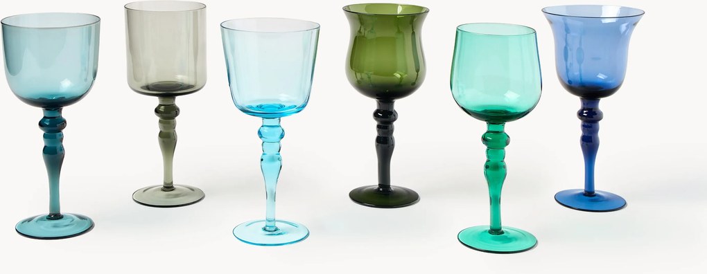 Copos de vinho artesanais em vidro artesanal Diseguale, conjunto de 6