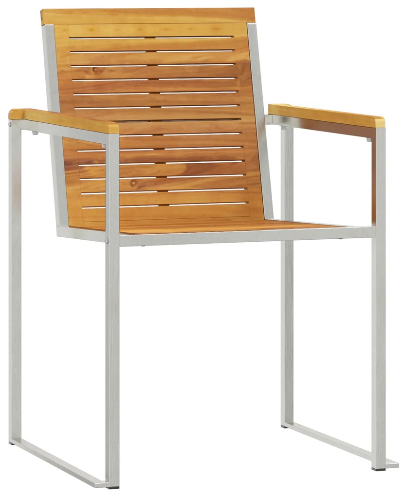 Chaise Longue com Cadeiras de Jardim 3 pcs Madeira de Teca Maciça