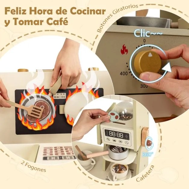 Cozinha de brincar de Canto infantil 146,5 x 54 x 85,5 cm com torneira e máquina de lavar louça 21 acessórios Eletrodomésticos para crianças 3+ anos V