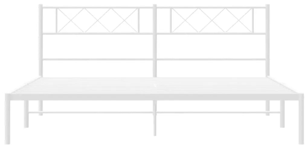 Estrutura de cama com cabeceira 200x200 cm metal branco