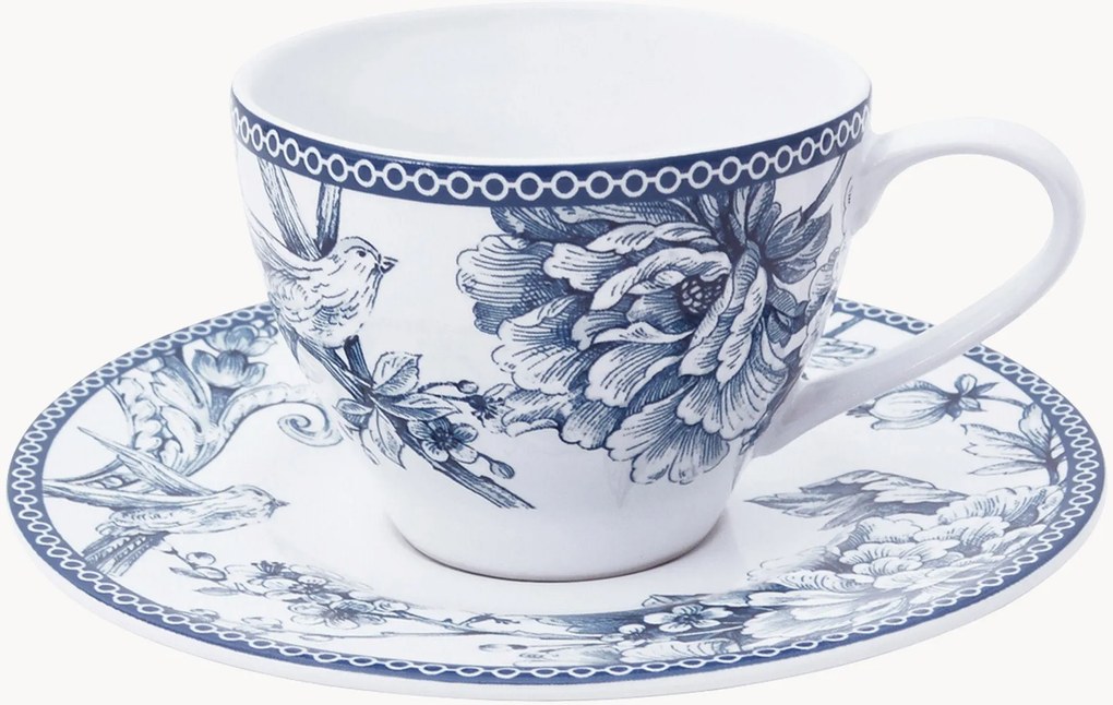 Chávenas de chá em porcelana com pires Kensington, conjunto de 4
